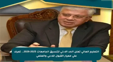 التعليم العالي تعلن الحد الأدنى لتنسيق الجامعات 2025-2026.. تعرف على معيار القبول للأدبي والعلمي